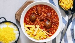 طرز تهیه خورشت قیمه سیب زمینی مجلسی | آموزش پخت مرحله به مرحله